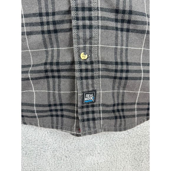 Real Work Wear Ombre Check Plaid Button Down Shirt Mens Size Large Tall - Picture 5 of 14